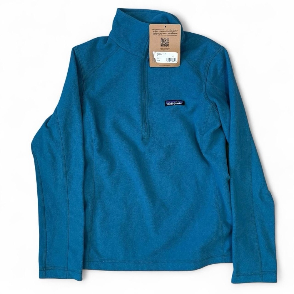 Patagonia Micro D Fleece 1/4 Zip Elwha Blue Pullover Sweatshirt Women's Size XS